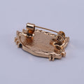 Black Cat Face Brooch with Green Eyes and Gold Tone Outline view 3