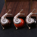 Enamel Snail Brooch Rhinestone Spiral Shell Black Brown Red view 4