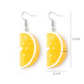 Bright Orange Slice Novelty Silver Hook Drop Earrings view 4