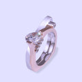 Two Tone Square Open Band Ring With Clear Stones Statement Jewelry view 3