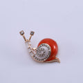 Enamel Snail Brooch Rhinestone Spiral Shell Black Brown Red view 8