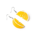 Bright Orange Slice Novelty Silver Hook Drop Earrings view 5