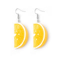 Bright Orange Slice Novelty Silver Hook Drop Earrings view 6