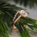 Rose Gold Tone Round Crystal Two Piece Ring Set Jewelry view 1