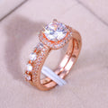 Rose Gold Tone Round Crystal Two Piece Ring Set Jewelry view 2