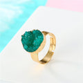 Gold Tone Round Druzy Crystal Adjustable Rings in Four Colors view 8