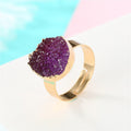 Gold Tone Round Druzy Crystal Adjustable Rings in Four Colors view 7