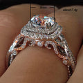 Silver Tone Round Stone Layered Halo Ring with Clear Stone Accents view 5