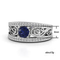 Silver Tone Filigree Band Ring with Blue Center Stone view 5