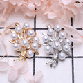 White Pearl Branch Brooch in Gold or Silver Tone Metal view 4