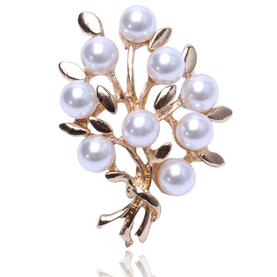 Pearl Branch Brooch front view on white background