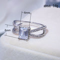 Silver Tone Split X Ring with Emerald Cut Stone Design view 5
