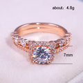 Rose Gold Tone Round Crystal Two Piece Ring Set Jewelry view 5