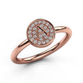 Rose Gold Tone Round Letter A Pavé Ring Polished Metal Jewelry view 2