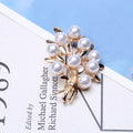 White Pearl Branch Brooch in Gold or Silver Tone Metal view 2