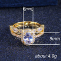 Gold Tone Round Crystal Two Piece Ring Set Jewelry view 5