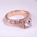 Rose Gold Tone Round Crystal Two Piece Ring Set Jewelry view 3