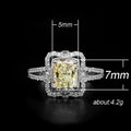 Yellow Rectangular Crystal Halo Ring With Split Band view 5