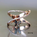 Rose Gold Tone Butterfly Open Ring With Blue And Clear Stones view 4