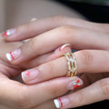 Geometric Openwork Band Ring in Three Metal Tones Design view 2