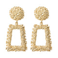 Gold and Silver Textured Round Trapezoid Dangle Earrings view 7