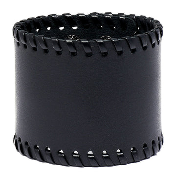 European American Punk Wide Leather Mens Cuff Bracelet Simple Biker Braided Cowhide Wristband Open Bangle