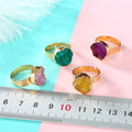Gold Tone Round Druzy Crystal Adjustable Rings in Four Colors view 4