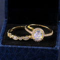 Gold Tone Round Crystal Two Piece Ring Set Jewelry view 3