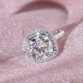 Silver Tone Square Crystal Halo Solitaire Ring Jewelry view 3
