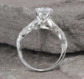 Silver Tone Leaf Bypass Ring With Clear Stones Statement Jewelry view 6