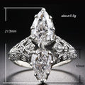 Double Pear Stone Vintage Ring With Ornate Silver Tone Band view 5