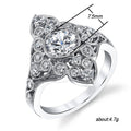Silver Tone Filigree Flower Ring with Clear Stones view 5