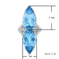 Silver Tone Double Blue Teardrop Statement Ring Design view 5
