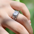 Silver Tone Square Halo Ring with Split Pavé Band Design view 4