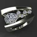 Silver-Tone Geometric Wide Ring With Clear Crystal Rows view 6