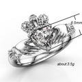 Silver Tone Crown and Heart Openwork Ring Polished Metal Jewelry view 5