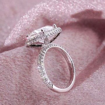 Silver Tone Square Crystal Halo Solitaire Ring Jewelry