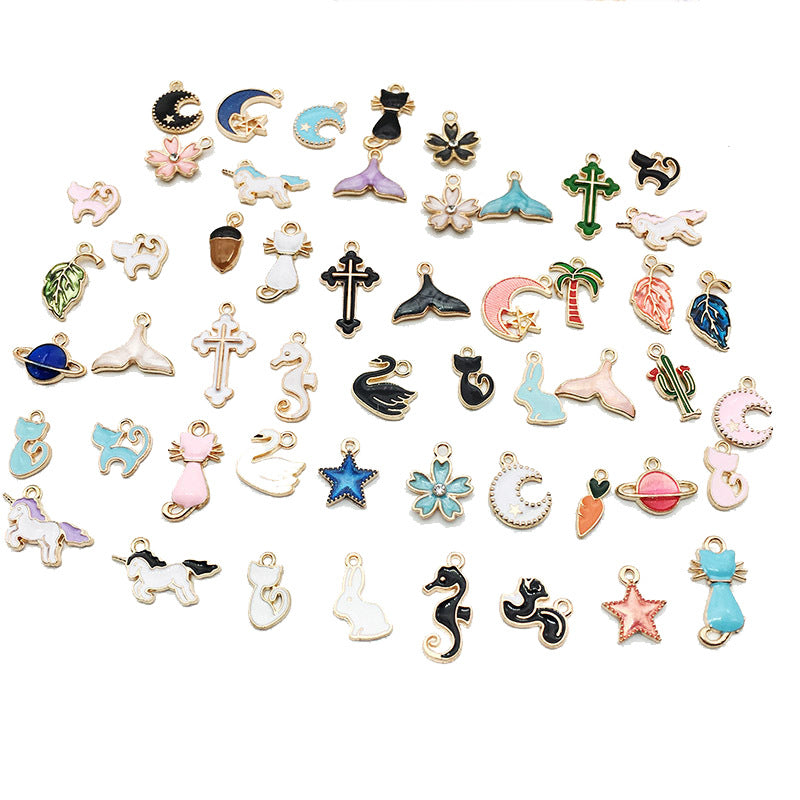 K Gold Tone Enamel Zinc Alloy Moon Leaf Charm Pendants for DIY Bracelet Necklace