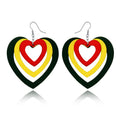 Layered Wood Heart Long Hook Earrings in Six Color Combinations view 1