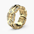 Geometric Openwork Band Ring in Three Metal Tones Design view 7