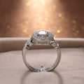 Silver-Tone Round Halo Crystal Two-Piece Ring Set Jewelry view 3