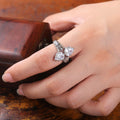 Double Pear Stone Vintage Ring With Ornate Silver Tone Band view 4
