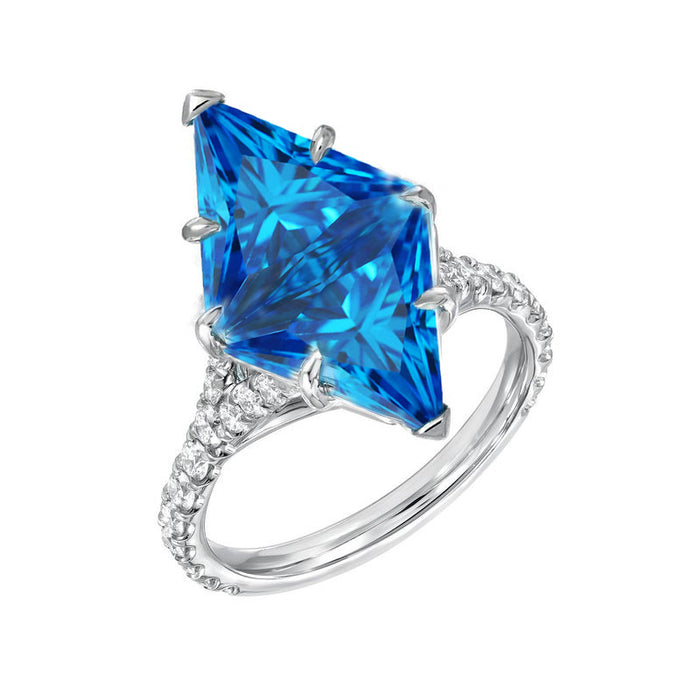 Silver Tone Blue Kite Stone Statement Ring Jewelry