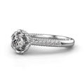 Silver Tone Floral Halo Ring with Round Clear Stone view 6