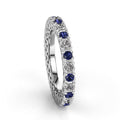 Silver Tone Blue Crystal Alternating Band Ring Jewelry view 2