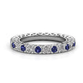 Silver Tone Blue Crystal Alternating Band Ring Jewelry view 3