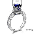 Silver Tone Crown Ring with Deep Blue Square Stone view 5