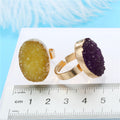 Gold Tone Oval Druzy Crystal Adjustable Rings in Four Colors view 4