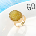 Gold Tone Oval Druzy Crystal Adjustable Rings in Four Colors view 6