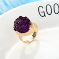 Gold Tone Low Dome Oval Druzy Adjustable Rings in Four Colors view 4